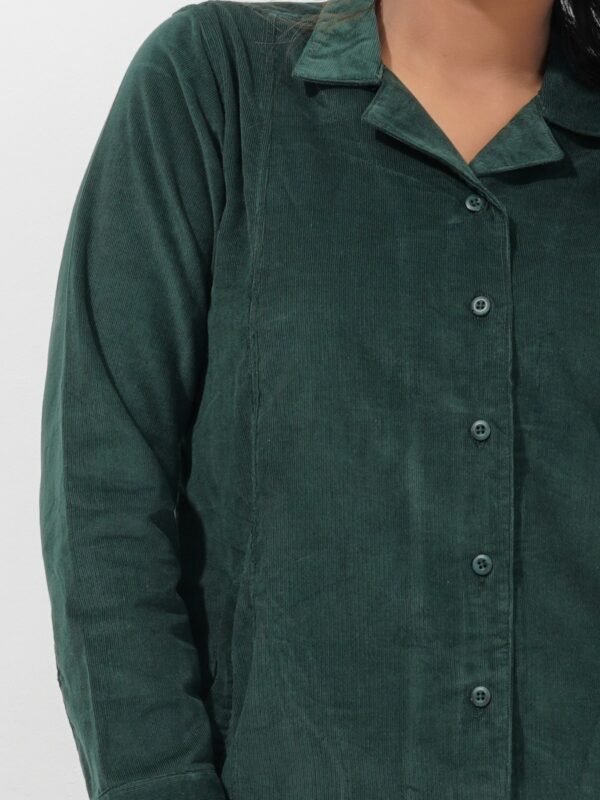 Alternative view of Ladies Dark Green Corduroy Overcoat