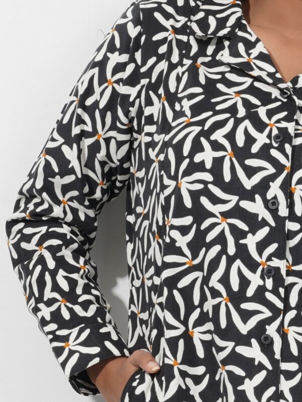 Alternative view of Black & White Botanical Print Overcoat