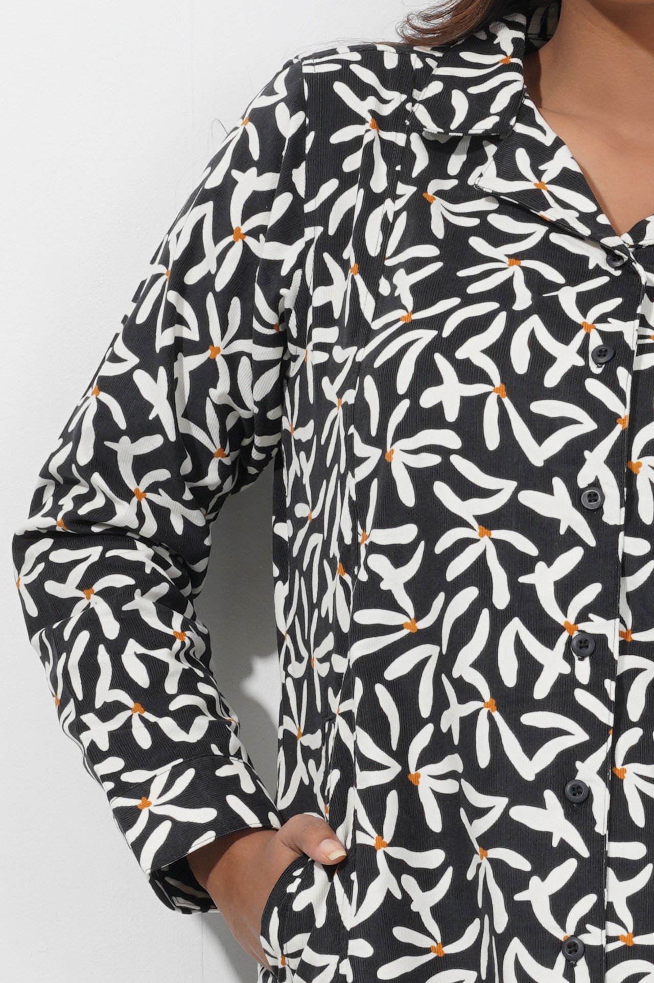 Black & White Botanical Print Overcoat - Image 2