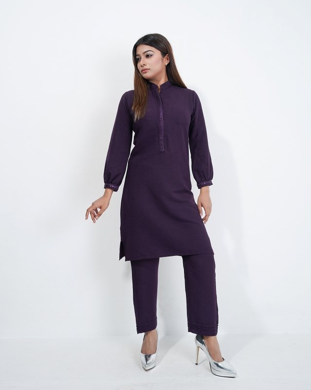 Dark Purple Minimal Co-Ord-Dress - Image 4