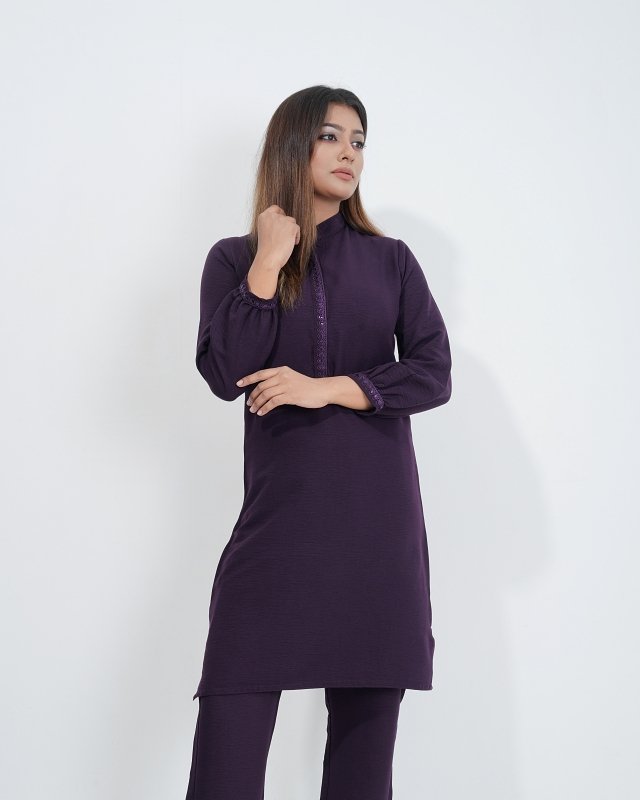 Dark Purple Minimal Co-Ord-Dress - Image 3