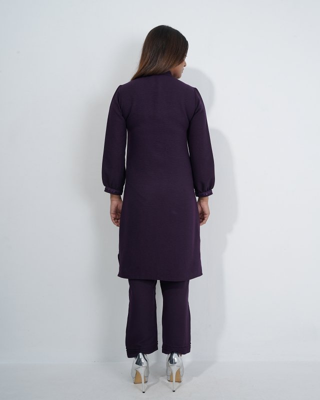 Dark Purple Minimal Co-Ord-Dress - Image 6