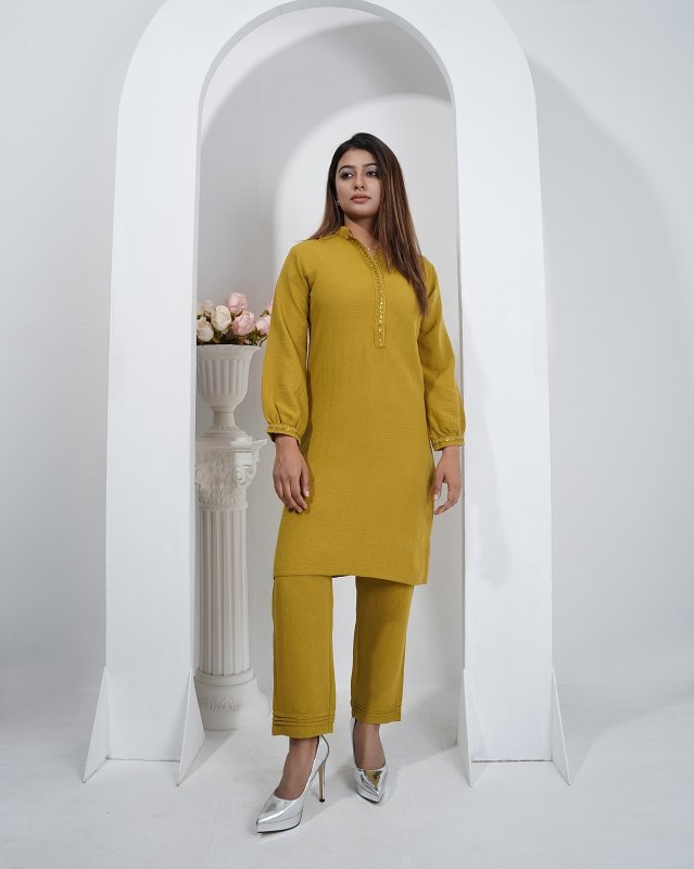 Mustard Minimal Co-Ord-Dress - Image 2