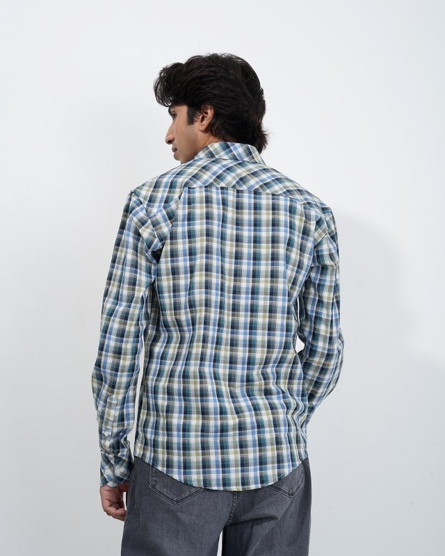 Teal Check Casual Shirt - Image 6