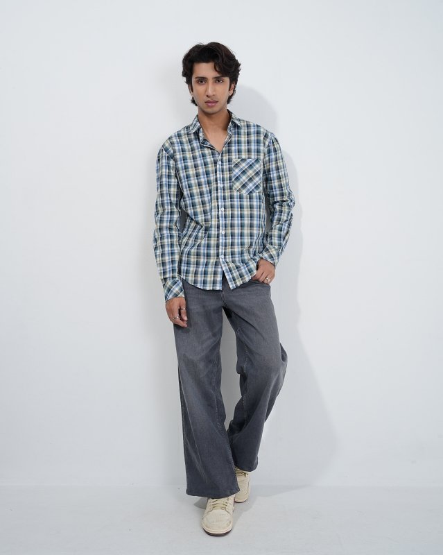 Teal Check Casual Shirt - Image 5