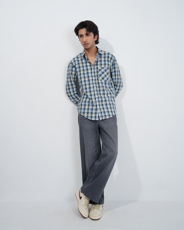 Teal Check Casual Shirt - Image 4