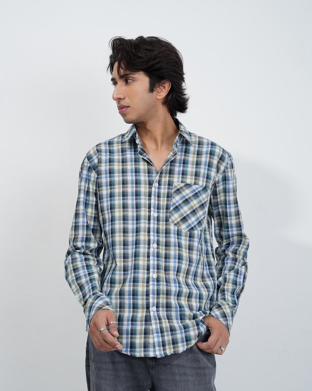 Teal Check Casual Shirt - Image 2