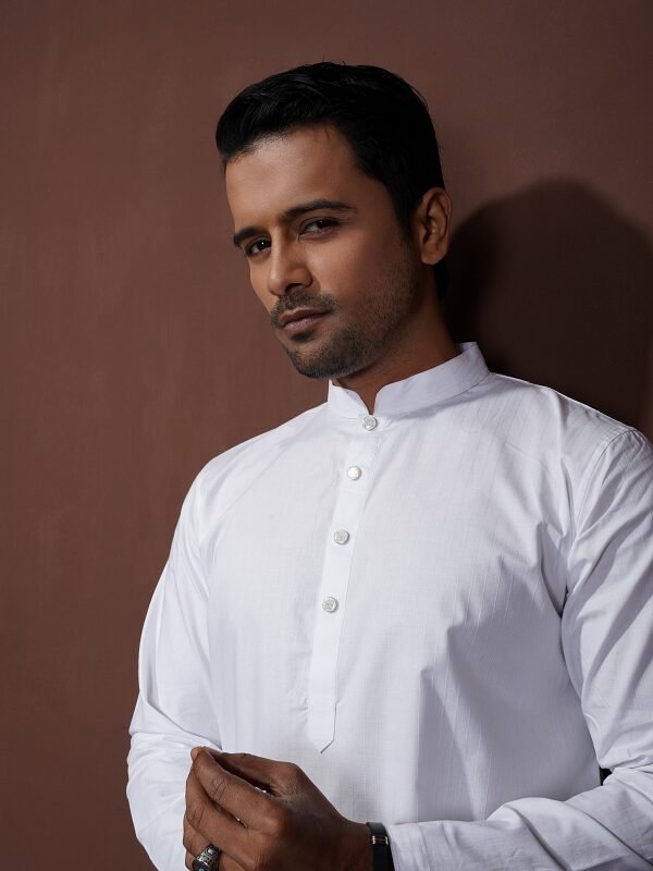 Alternative view of Premium White Stripe Panjabi