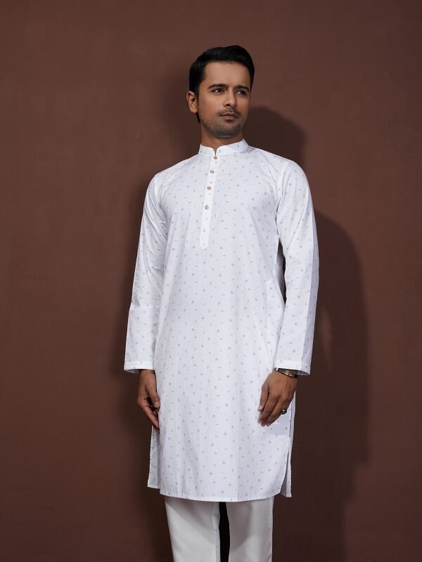 White Floral Panjabi