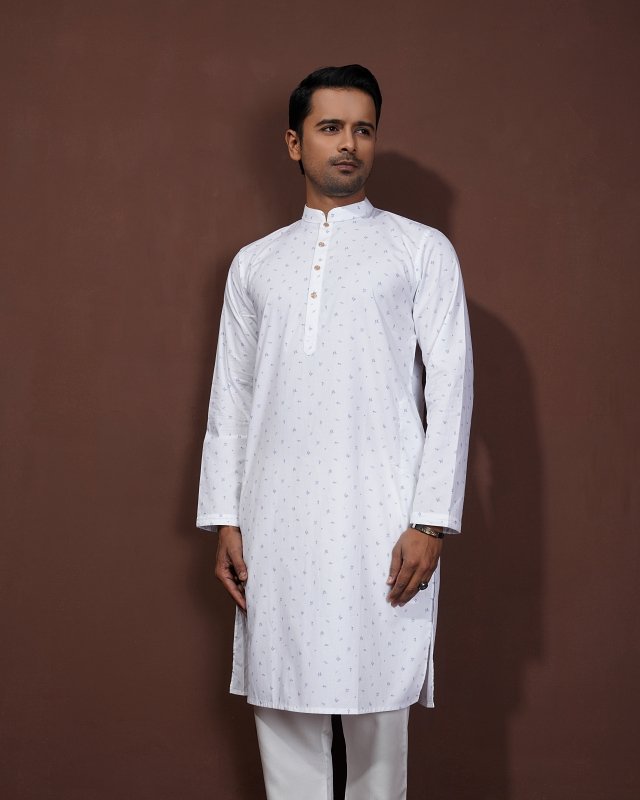 White Floral Panjabi