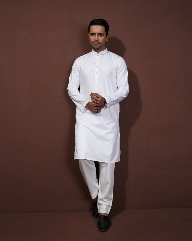 Premium White Square Panjabi