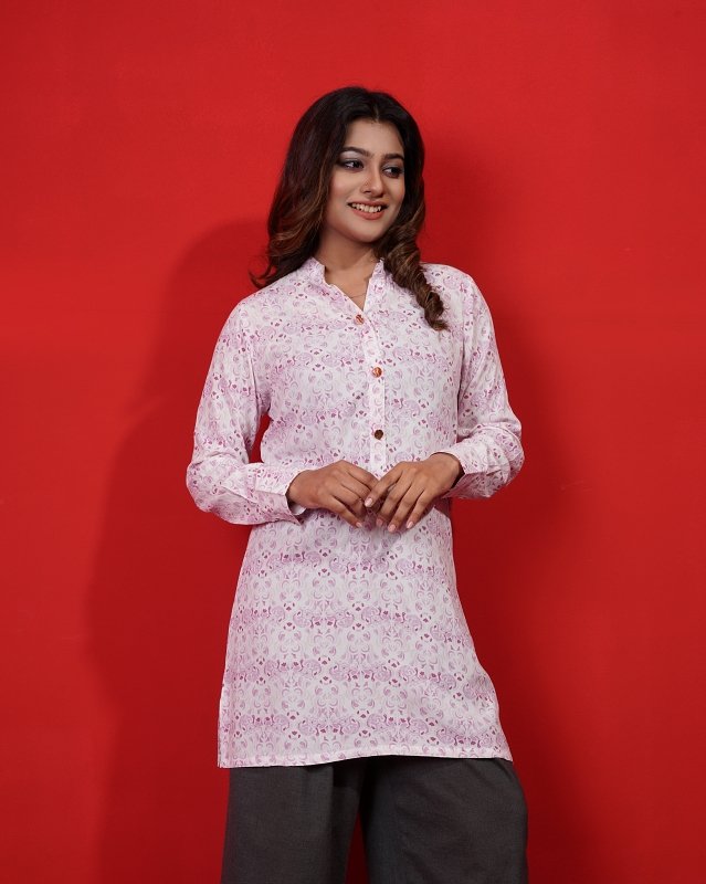 White Pink Floral Short Top