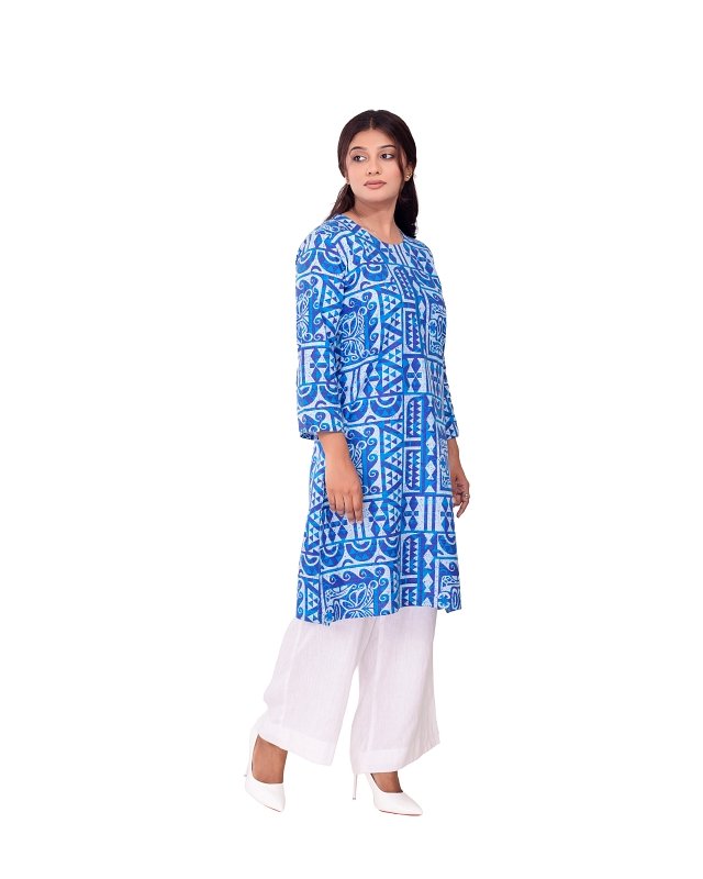 Azure Tribal Pattern Kurti - Image 4