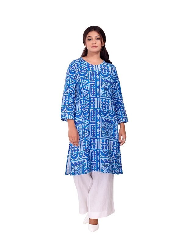 Alternative view of Azure Tribal Pattern Kurti