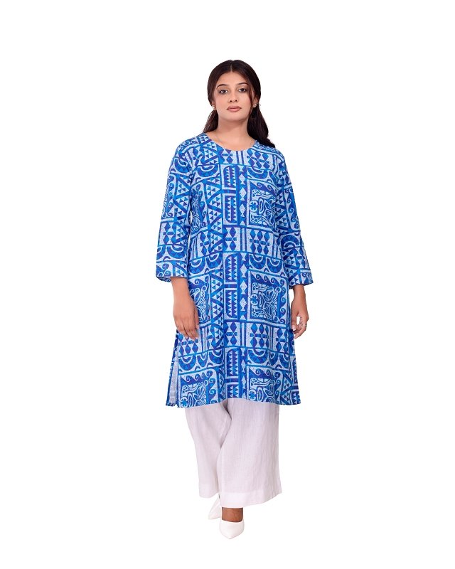 Azure Tribal Pattern Kurti - Image 2