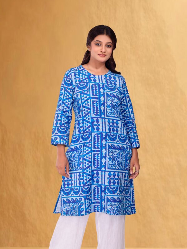 Azure Tribal Pattern Kurti