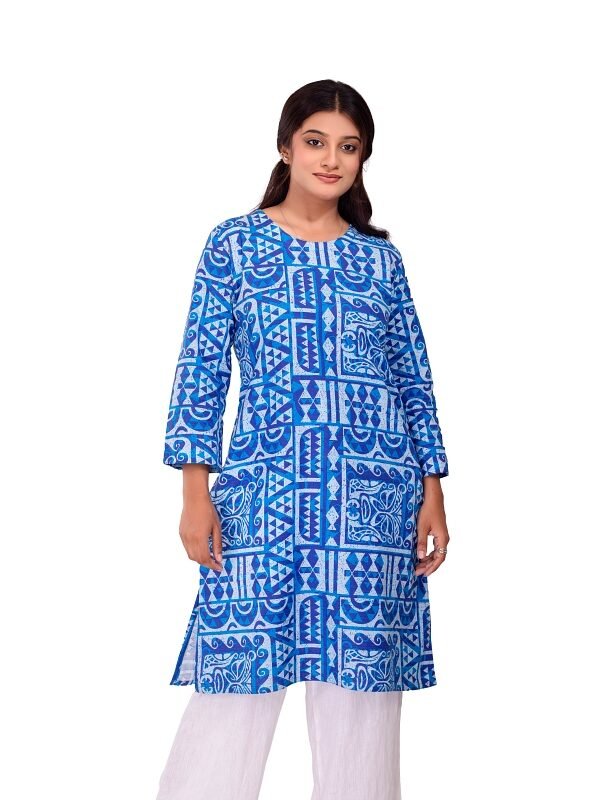 Azure Tribal Pattern Kurti