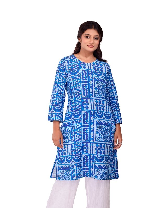 Azure Tribal Pattern Kurti