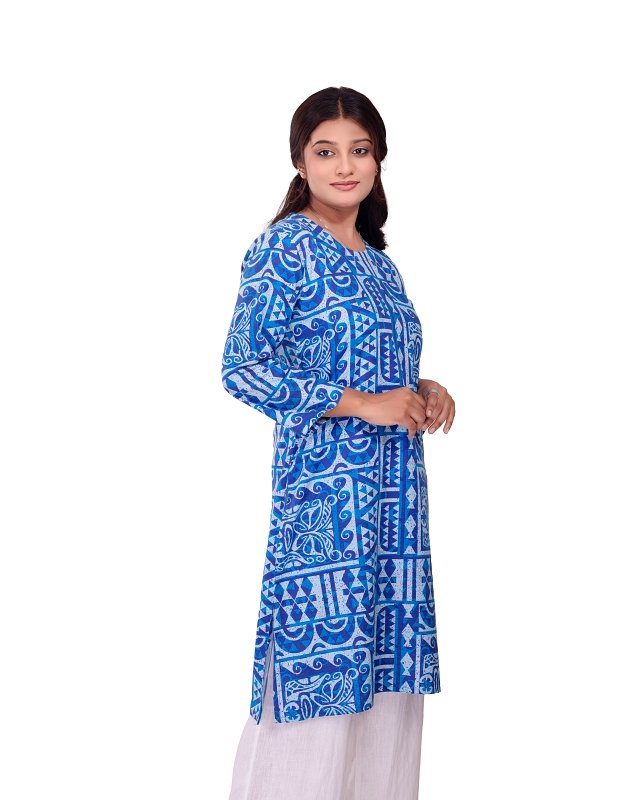 Azure Tribal Pattern Kurti - Image 5