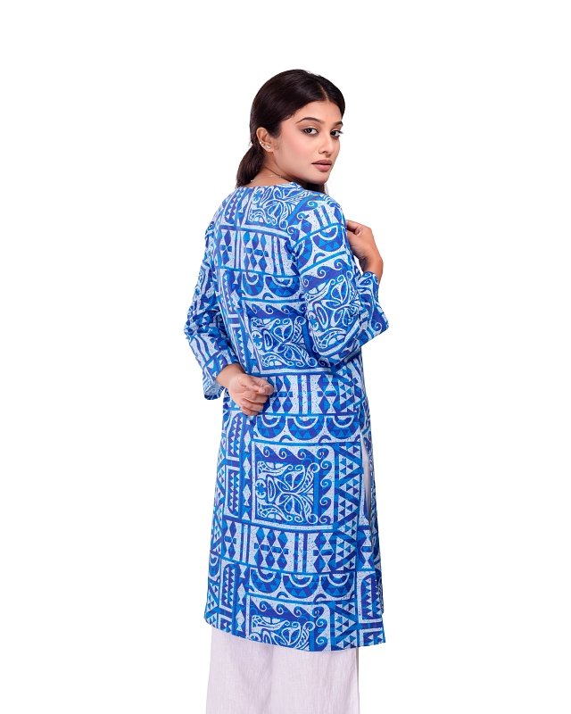 Azure Tribal Pattern Kurti - Image 6