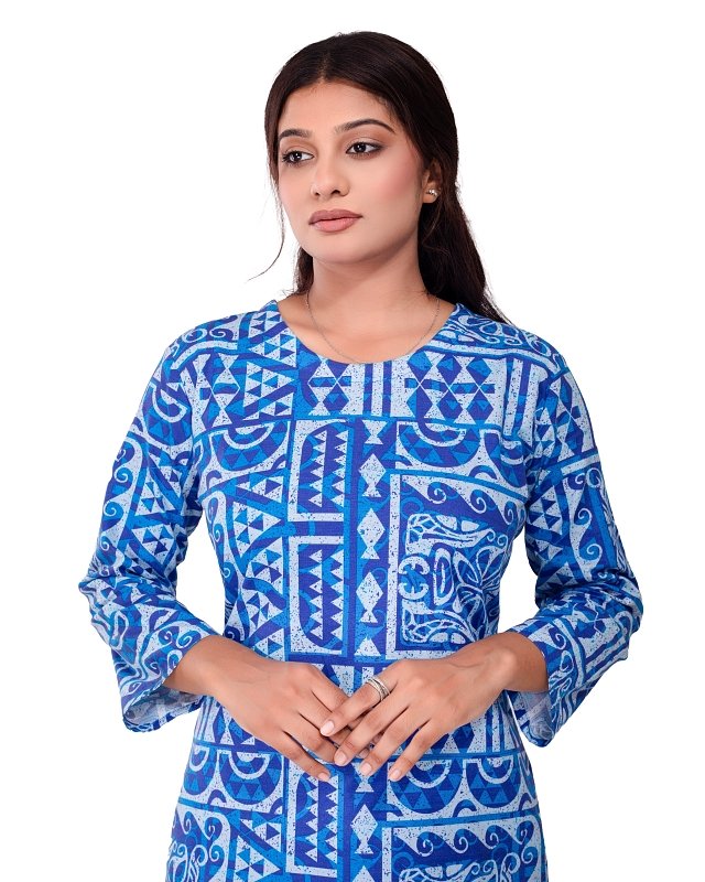 Azure Tribal Pattern Kurti - Image 3