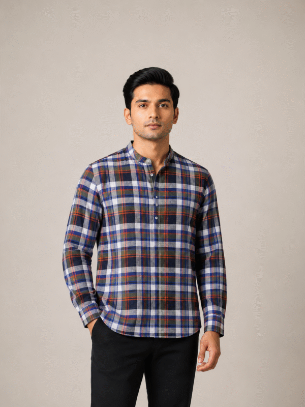 Heritage Check Band Collar Shirt