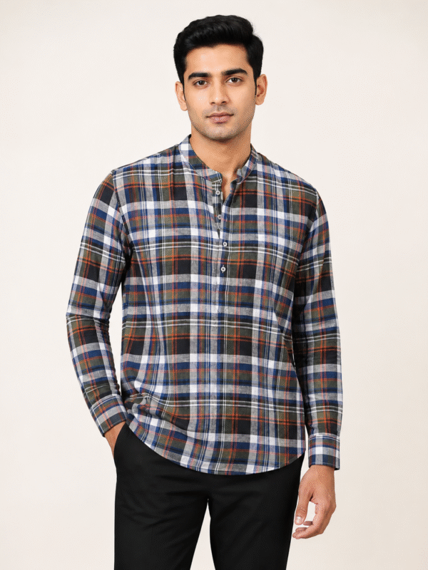 Heritage Check Band Collar Shirt