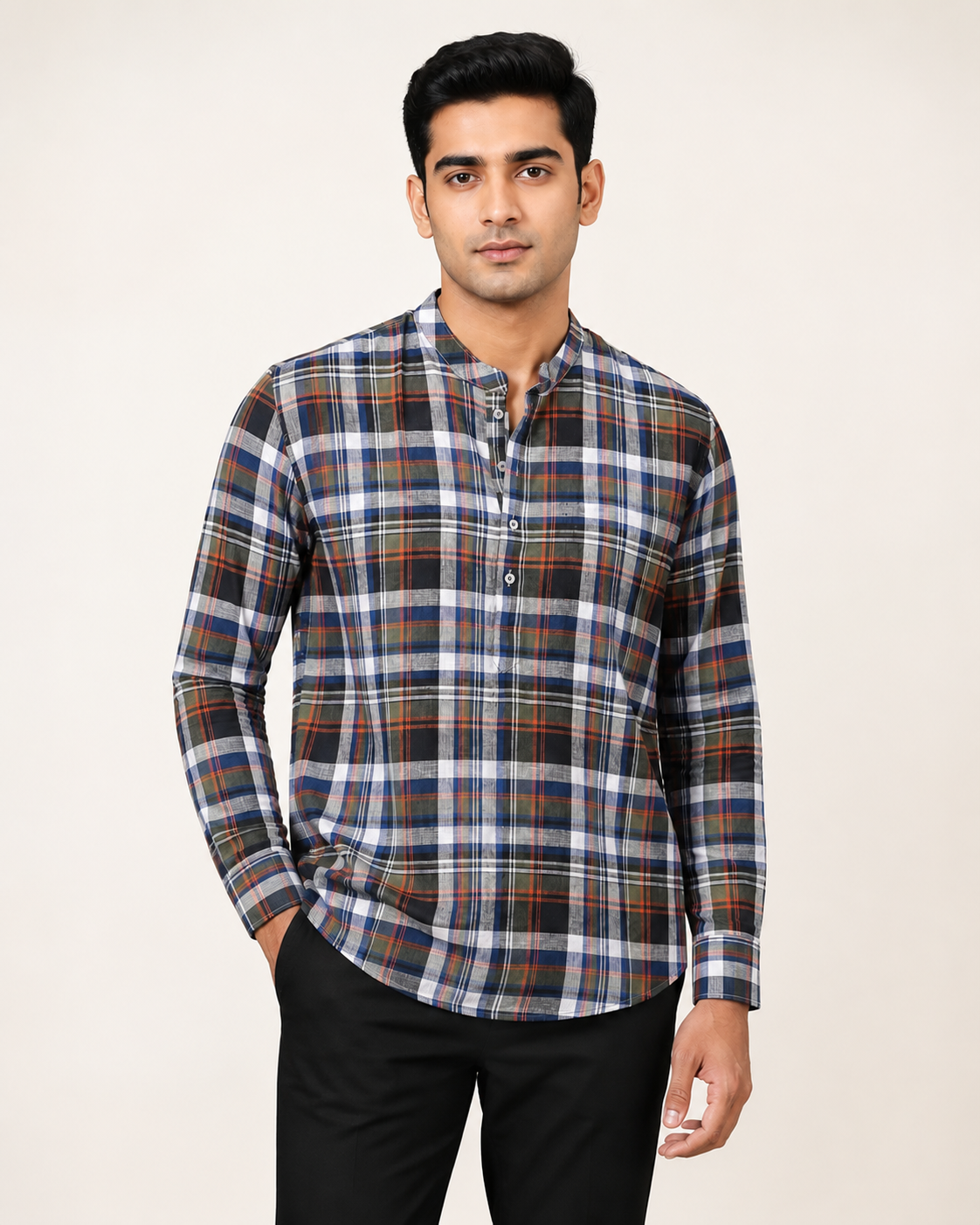 Heritage Check Band Collar Shirt