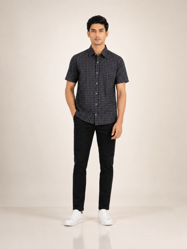 Alternative view of Ashen Black Check Half Shirt