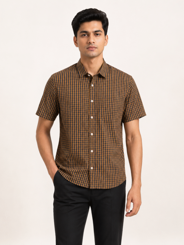 Mustard Check Half Shirt