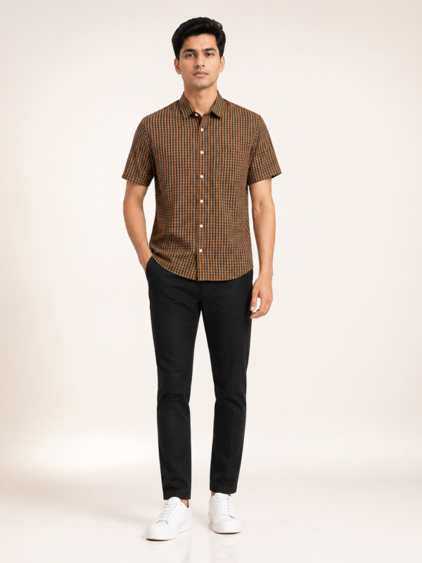 Alternative view of Mustard Check Half Shirt