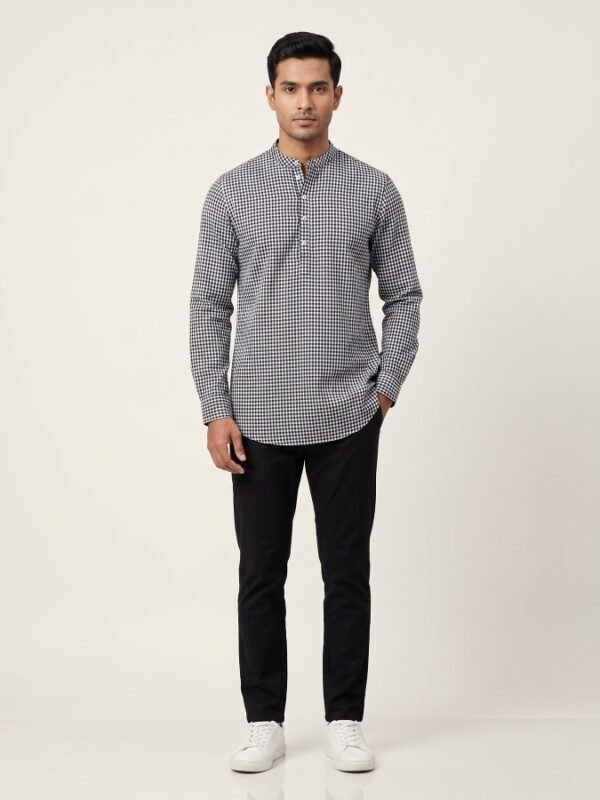Metro Check Band Collar Shirt
