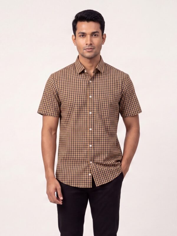 Alternative view of Mustard Check Half Shirt